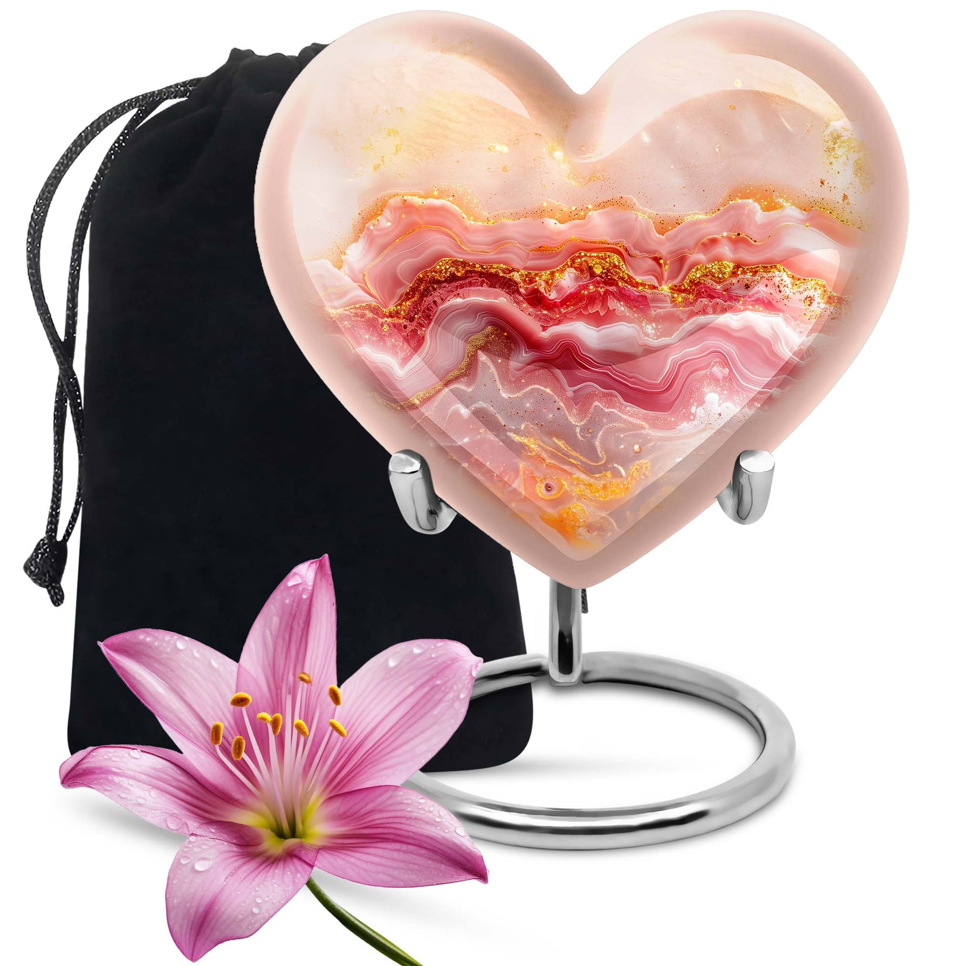Abstract heart design large urn for adult male ashes