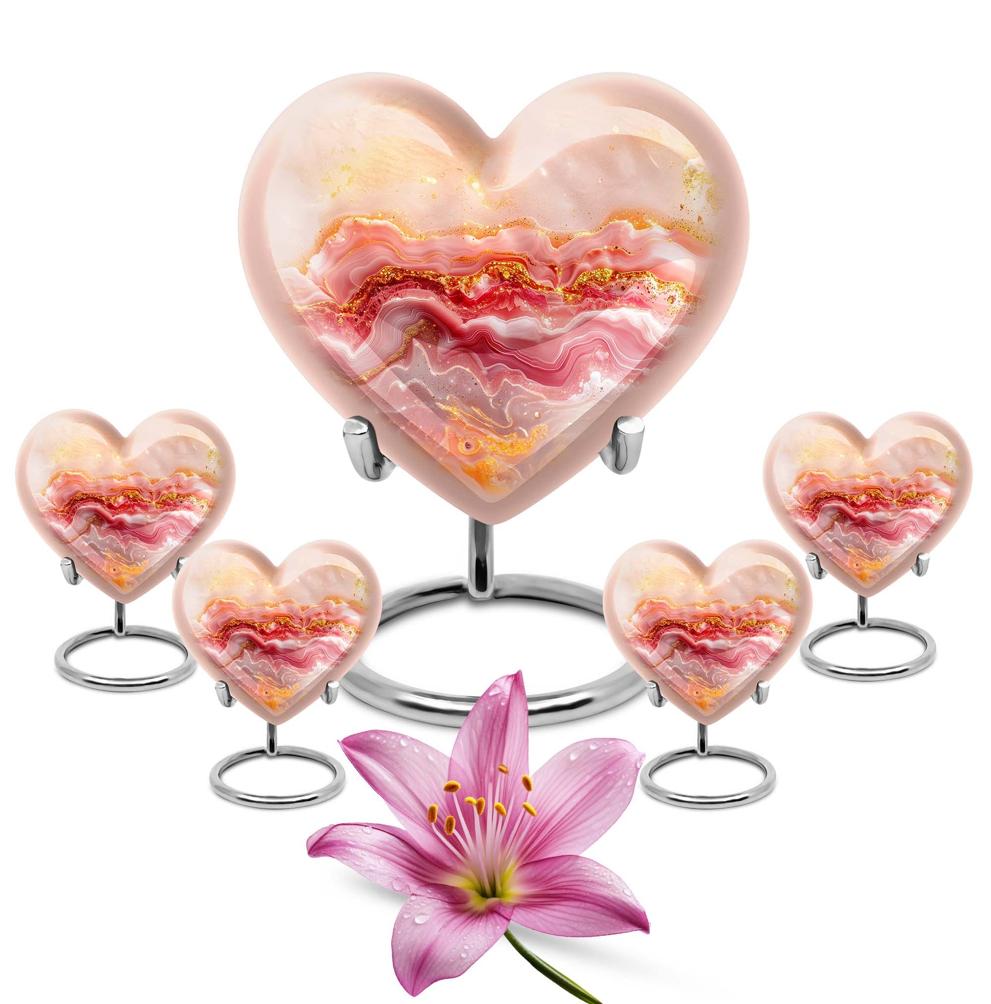 Abstract heart design large urn for adult male ashes