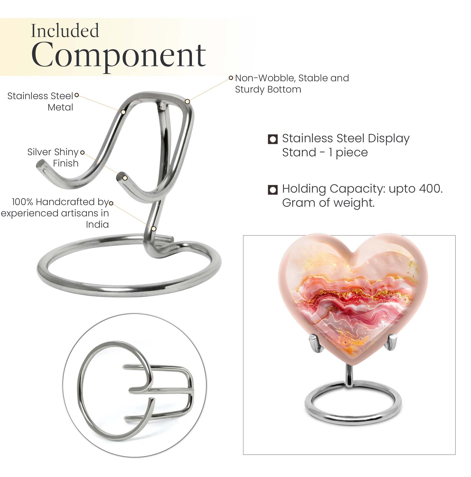Abstract heart design large urn for adult male ashes