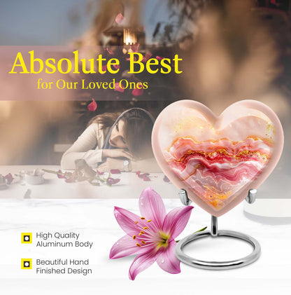 Abstract heart design large urn for adult male ashes