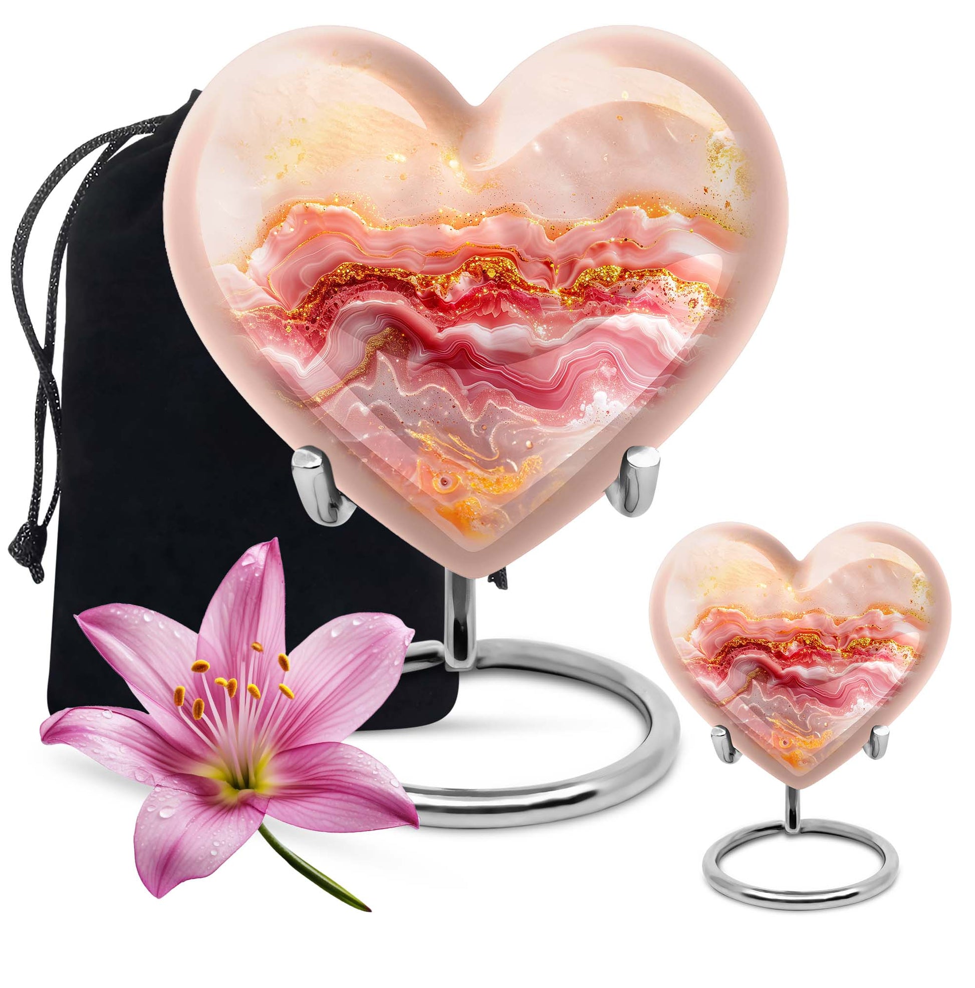 Abstract heart design large urn for adult male ashes