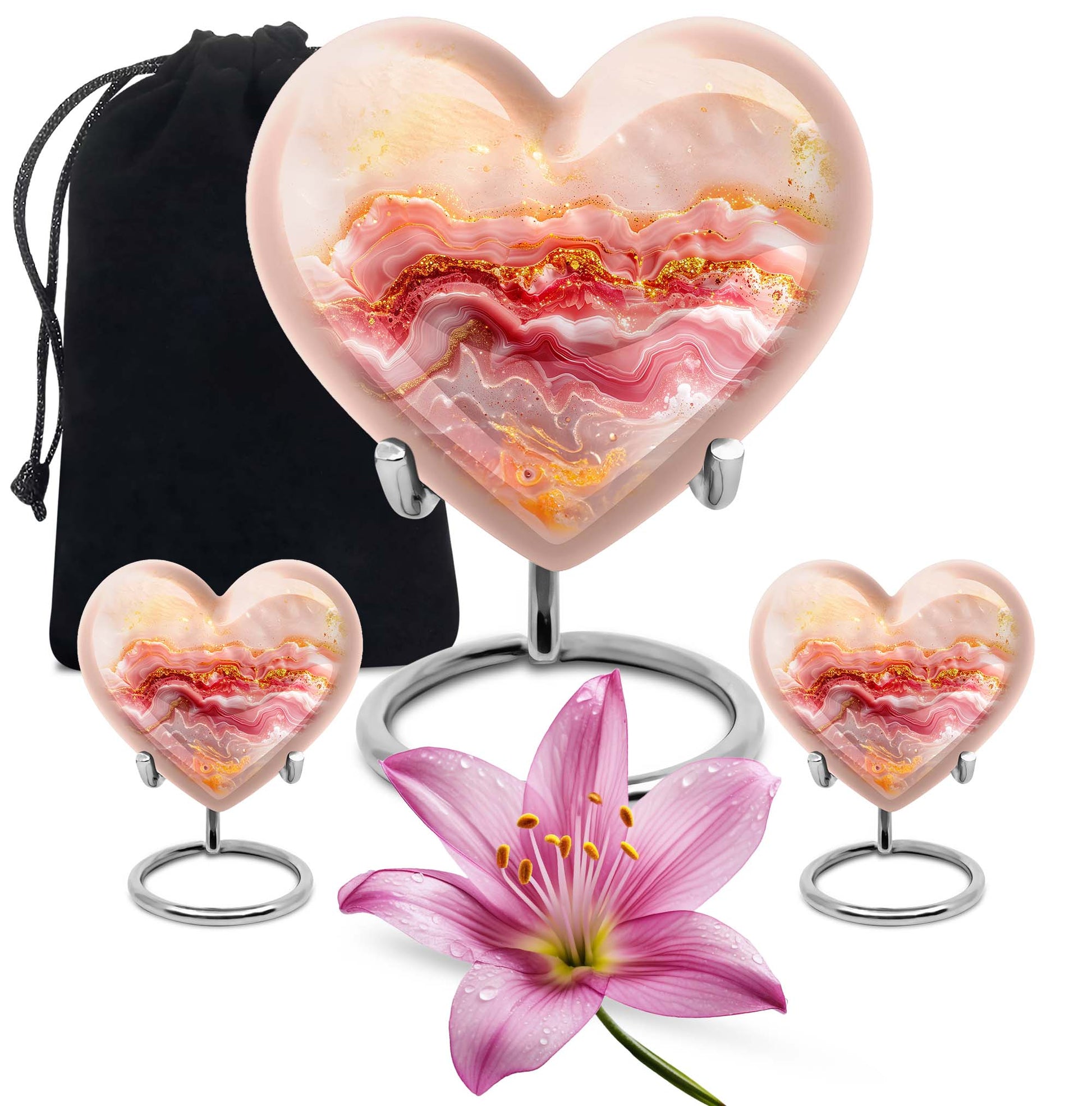 Abstract heart design large urn for adult male ashes