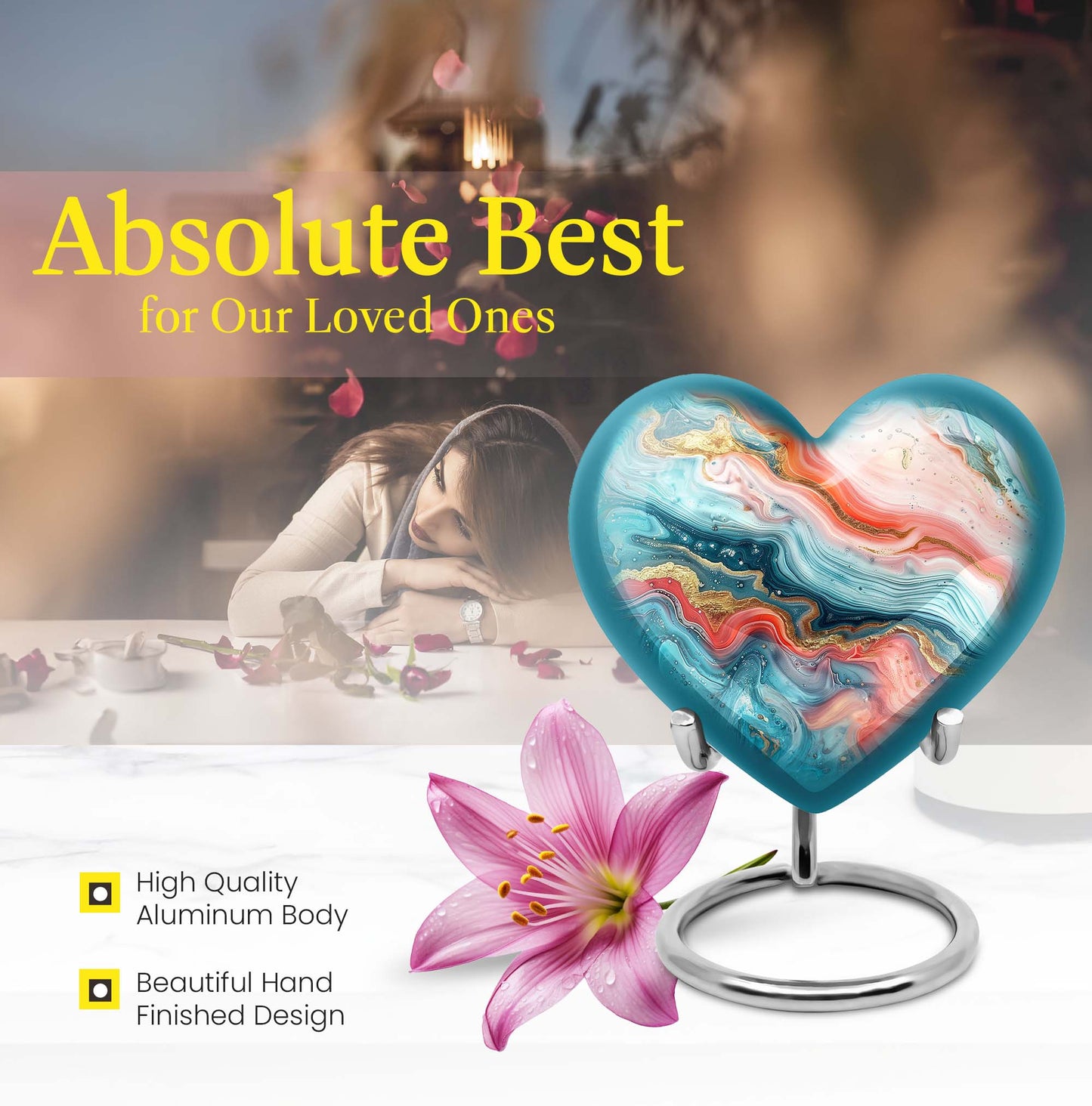 Abstract 10-inch heart urn