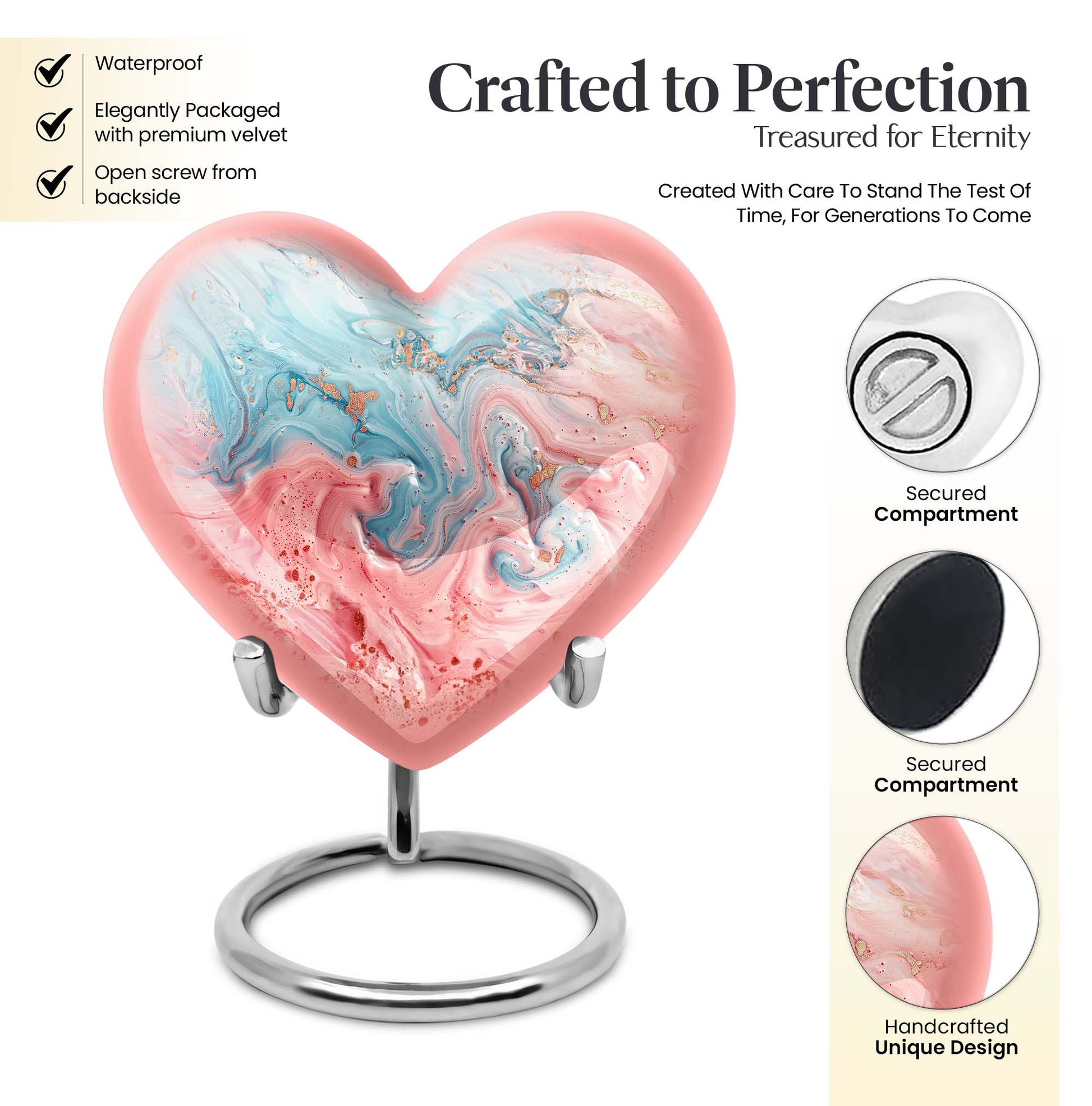 Abstract heart-shaped burial custom urn