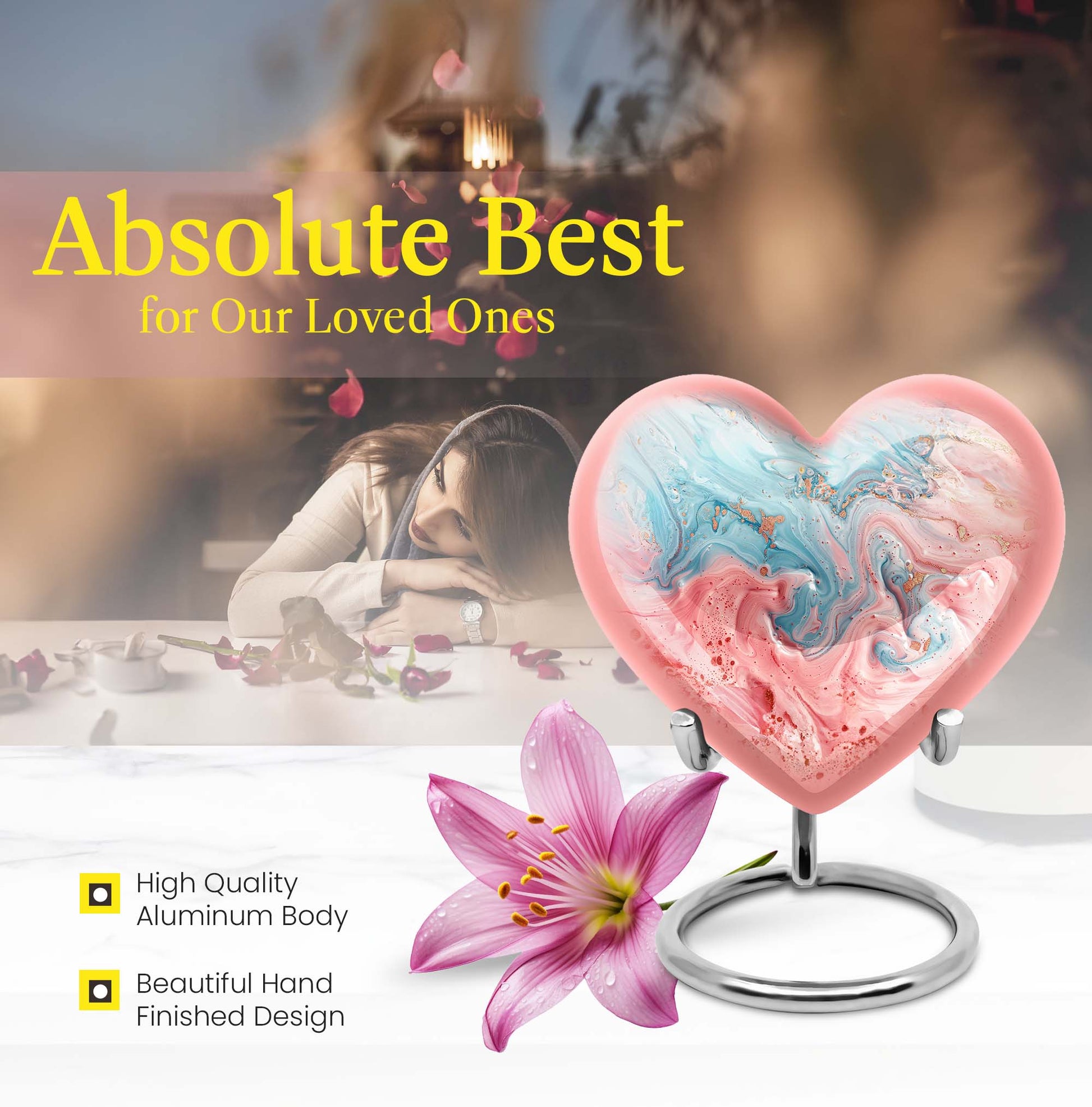 Abstract heart-shaped burial custom urn