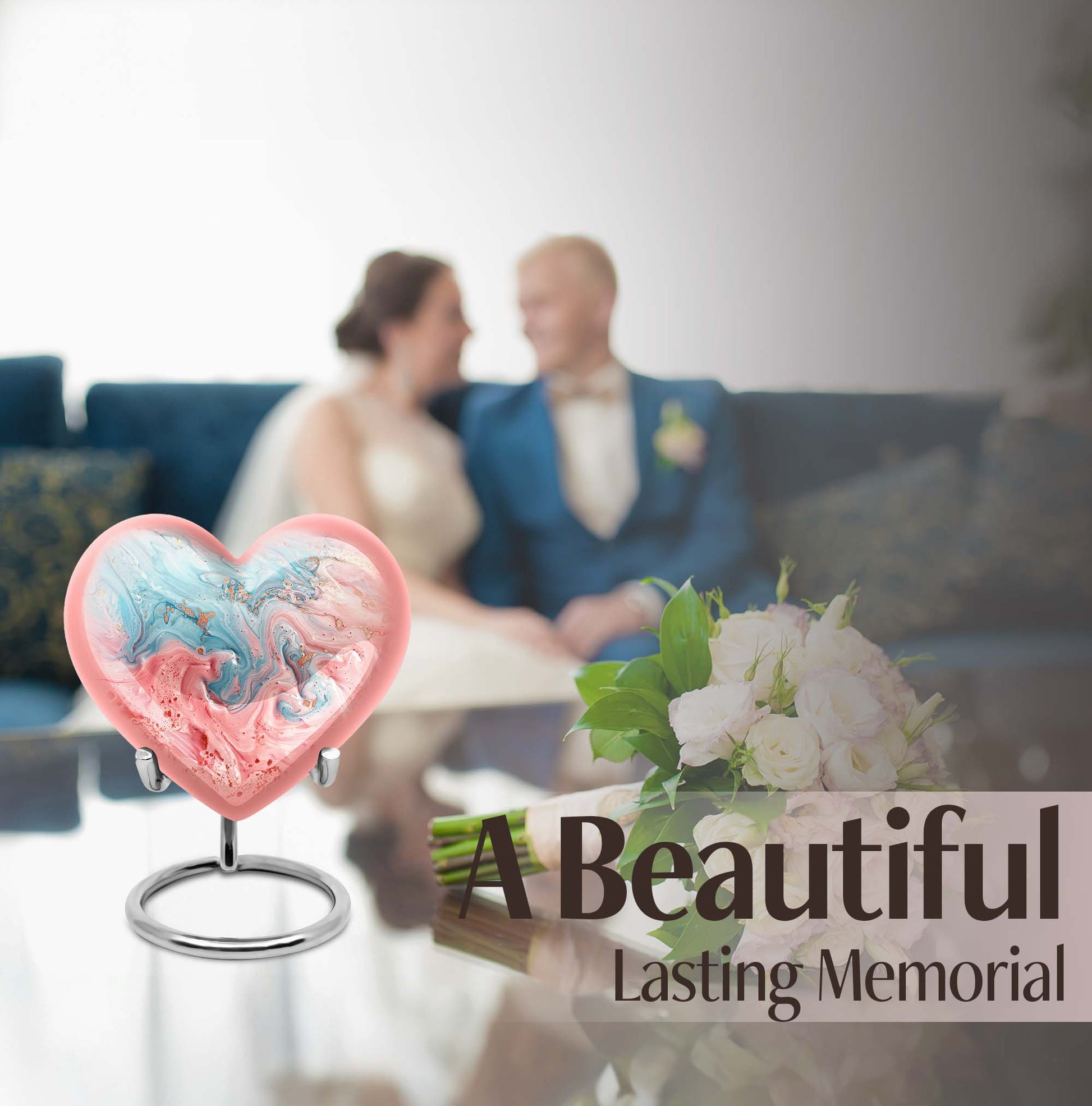 Abstract heart-shaped burial custom urn