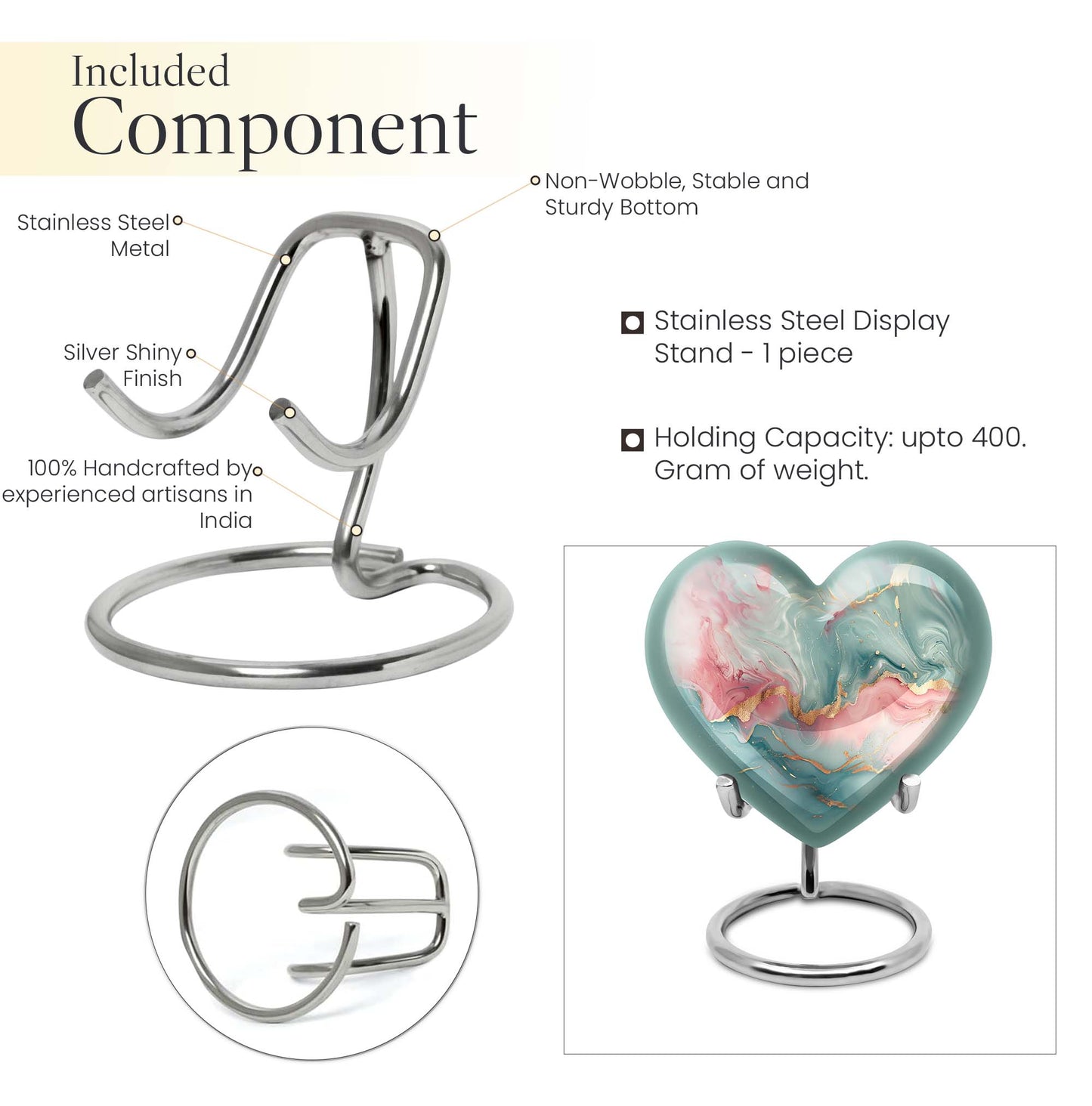 abstract heart design cremation urn for adult male