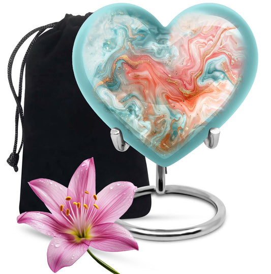 abstract heart-shaped memorial urn for men
