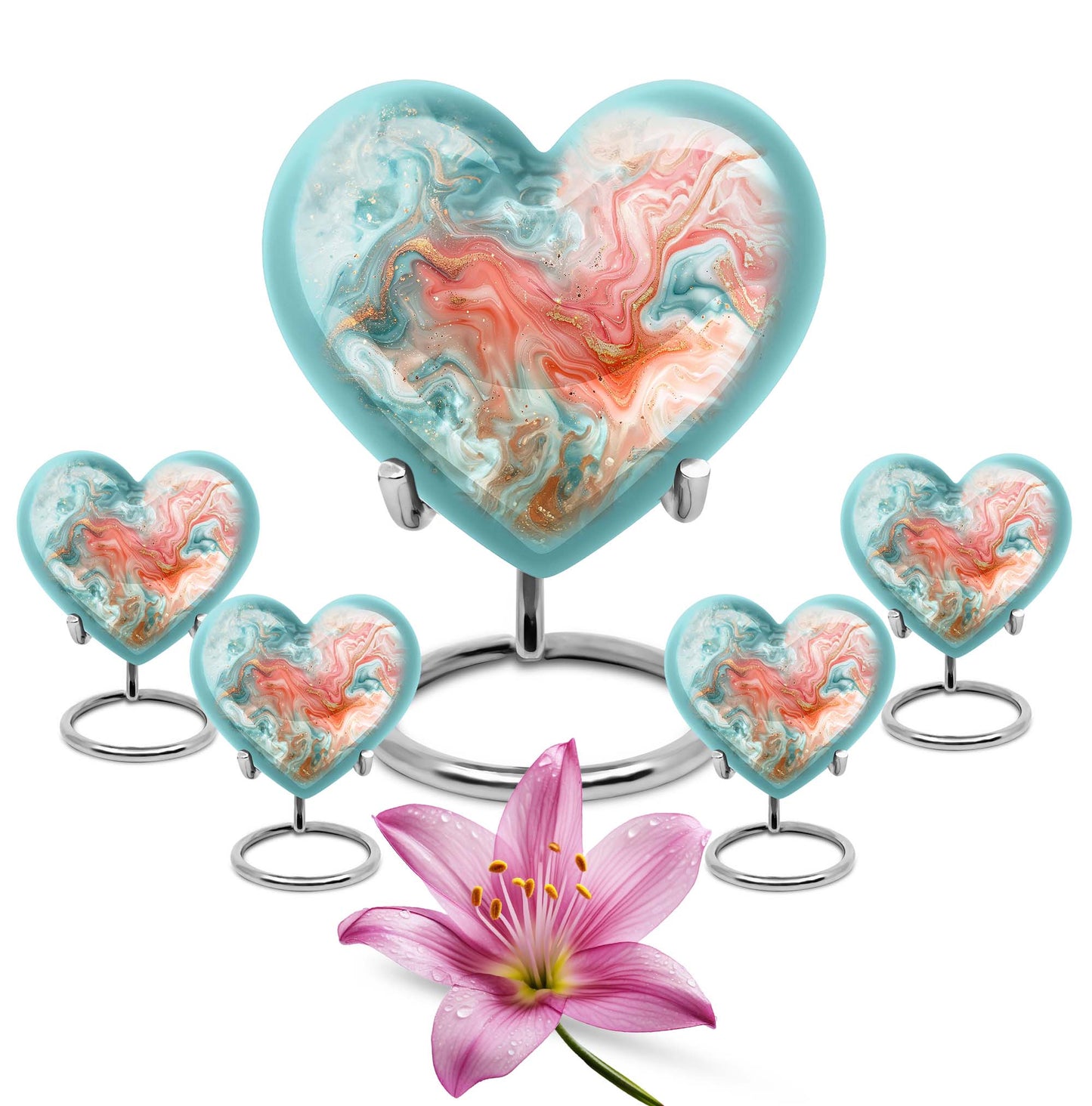 abstract heart-shaped memorial urn for men