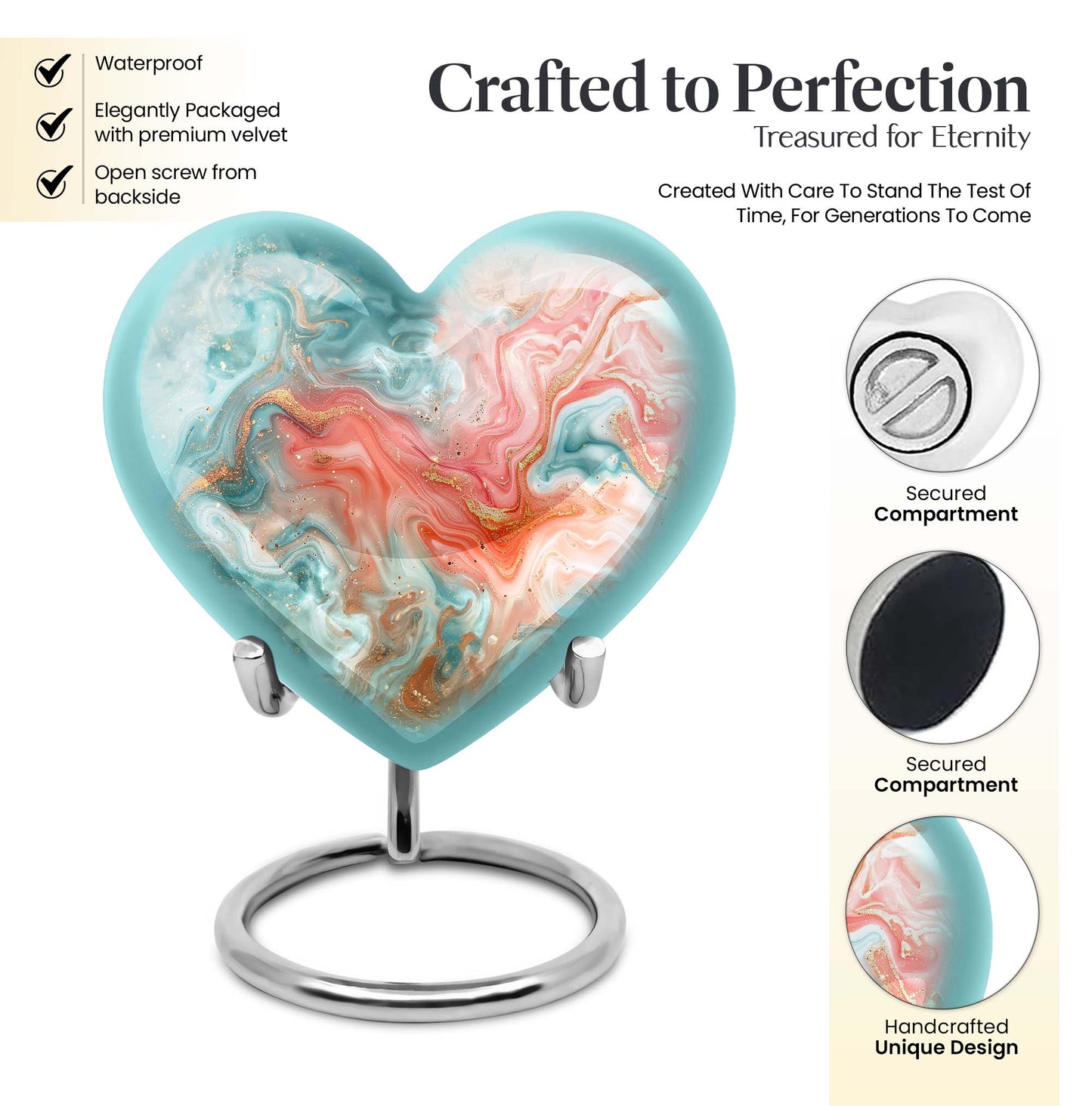 abstract heart-shaped memorial urn for men