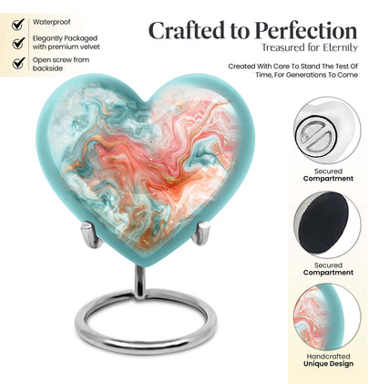 abstract heart-shaped memorial urn for men