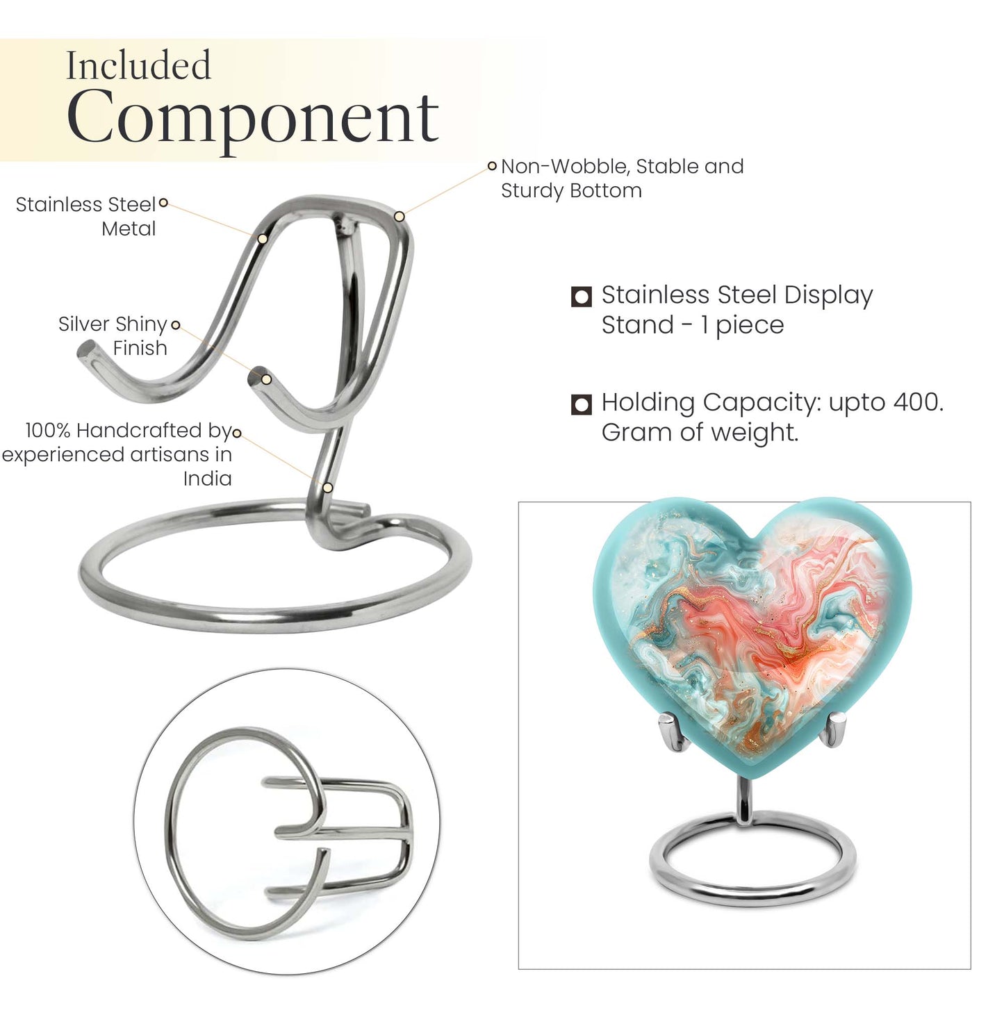 abstract heart-shaped memorial urn for men