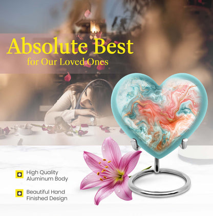 abstract heart-shaped memorial urn for men