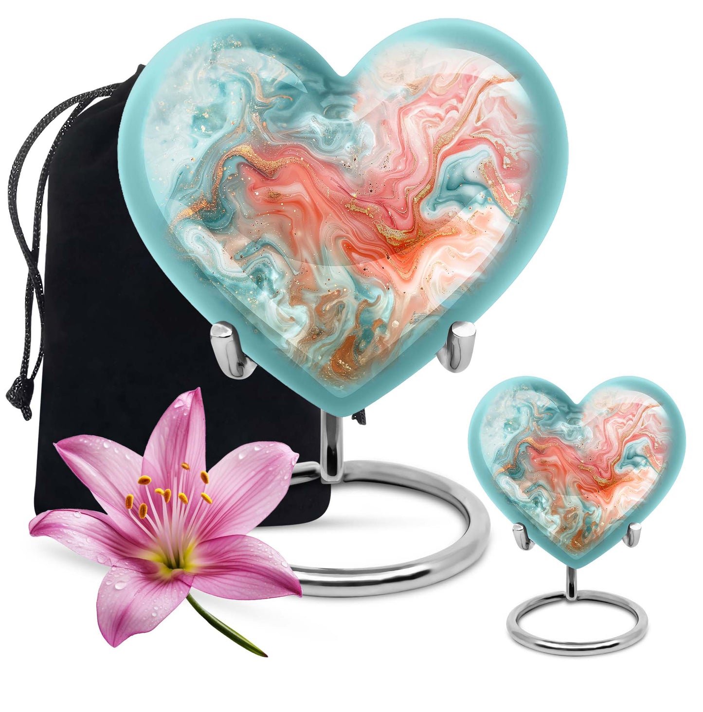abstract heart-shaped memorial urn for men