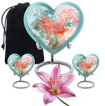 abstract heart-shaped memorial urn for men