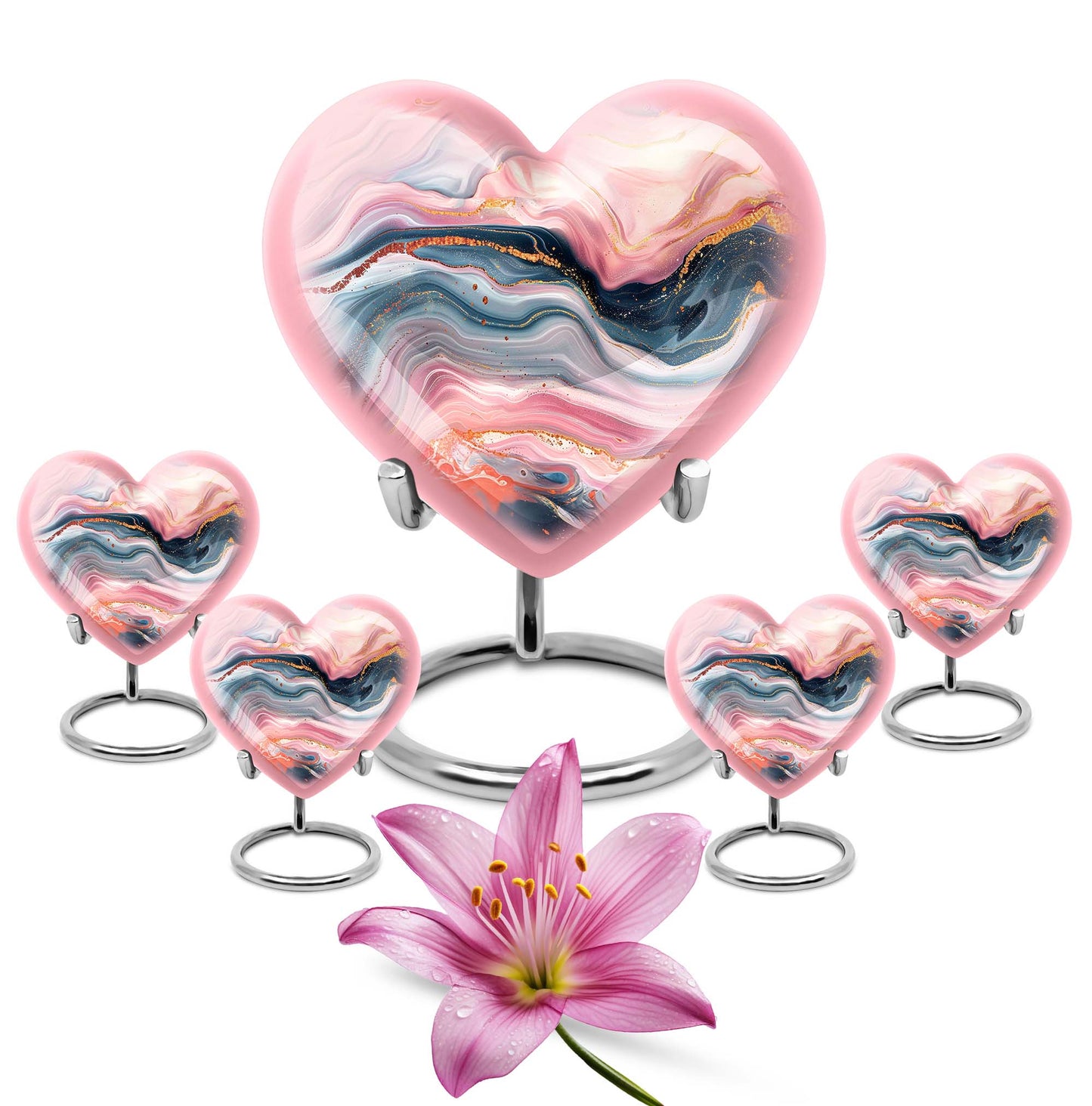 abstract heart urn for female funeral.