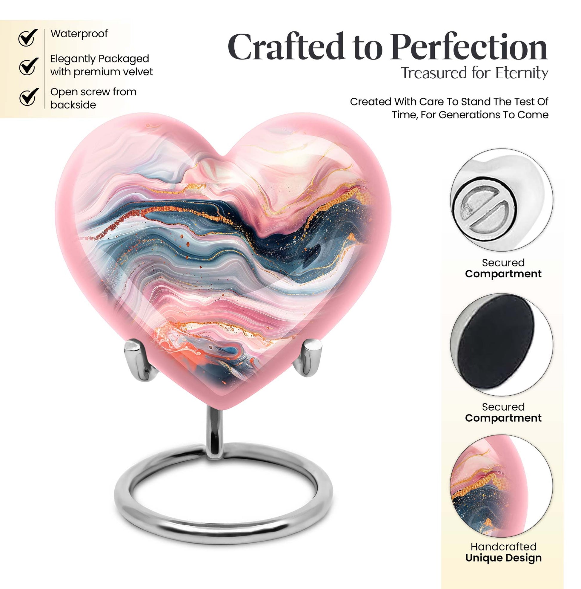 abstract heart urn for female funeral.