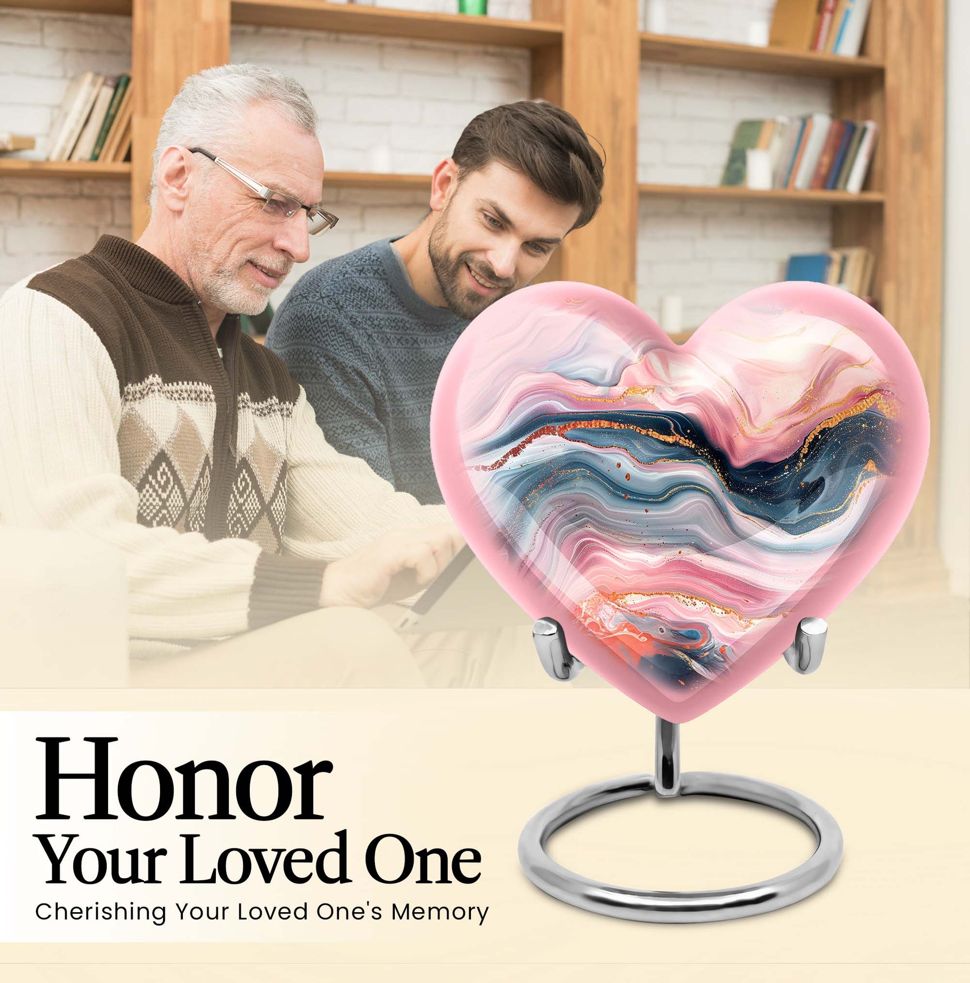 abstract heart urn for female funeral.