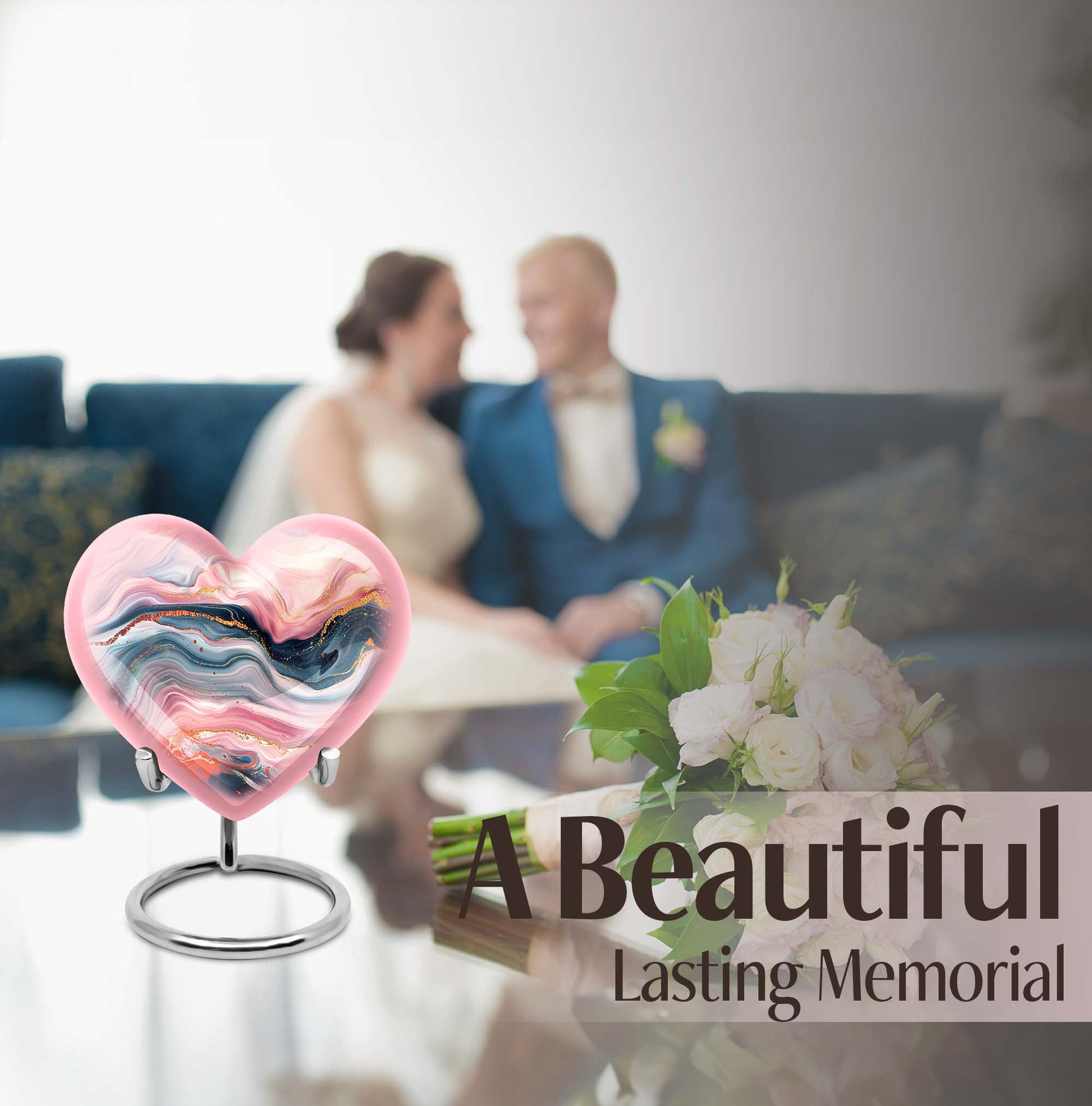 abstract heart urn for female funeral.