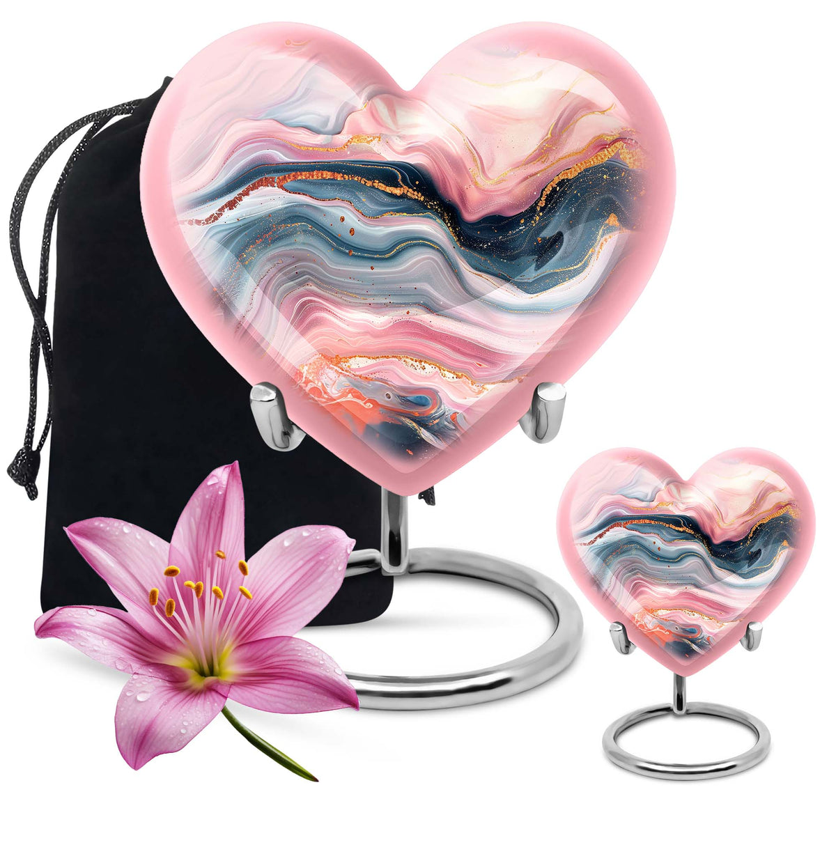 abstract heart urn for female funeral.