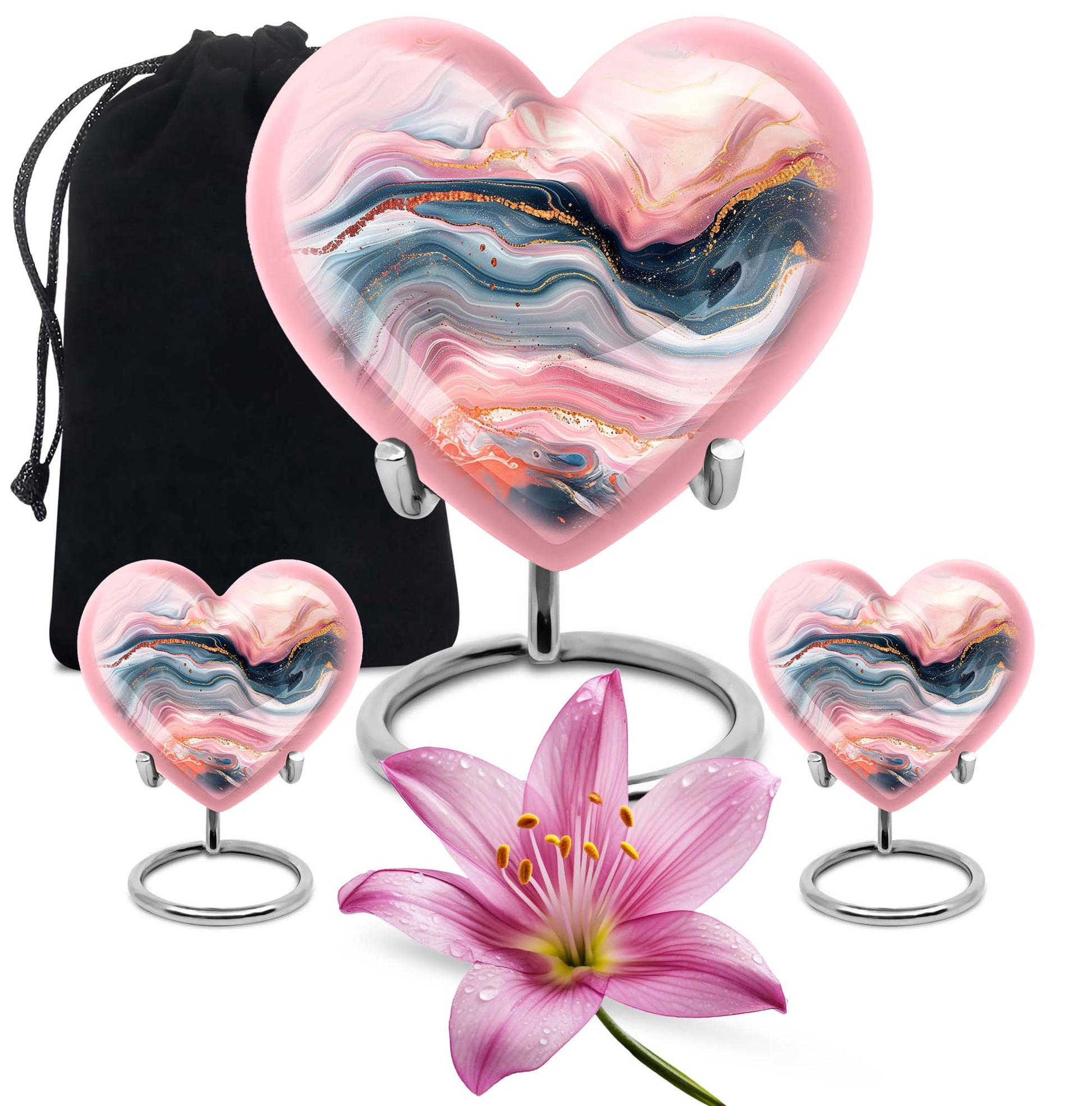 abstract heart urn for female funeral.