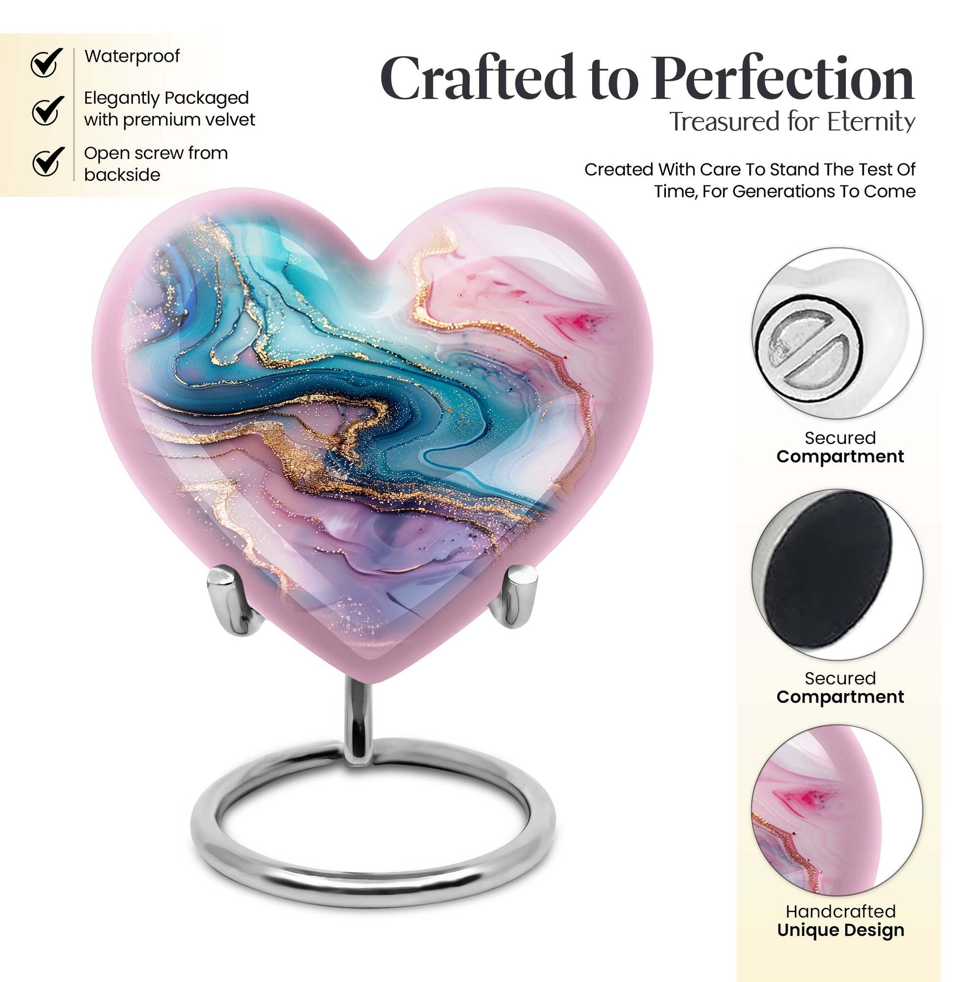 abstract heart memorial urn for women ashes