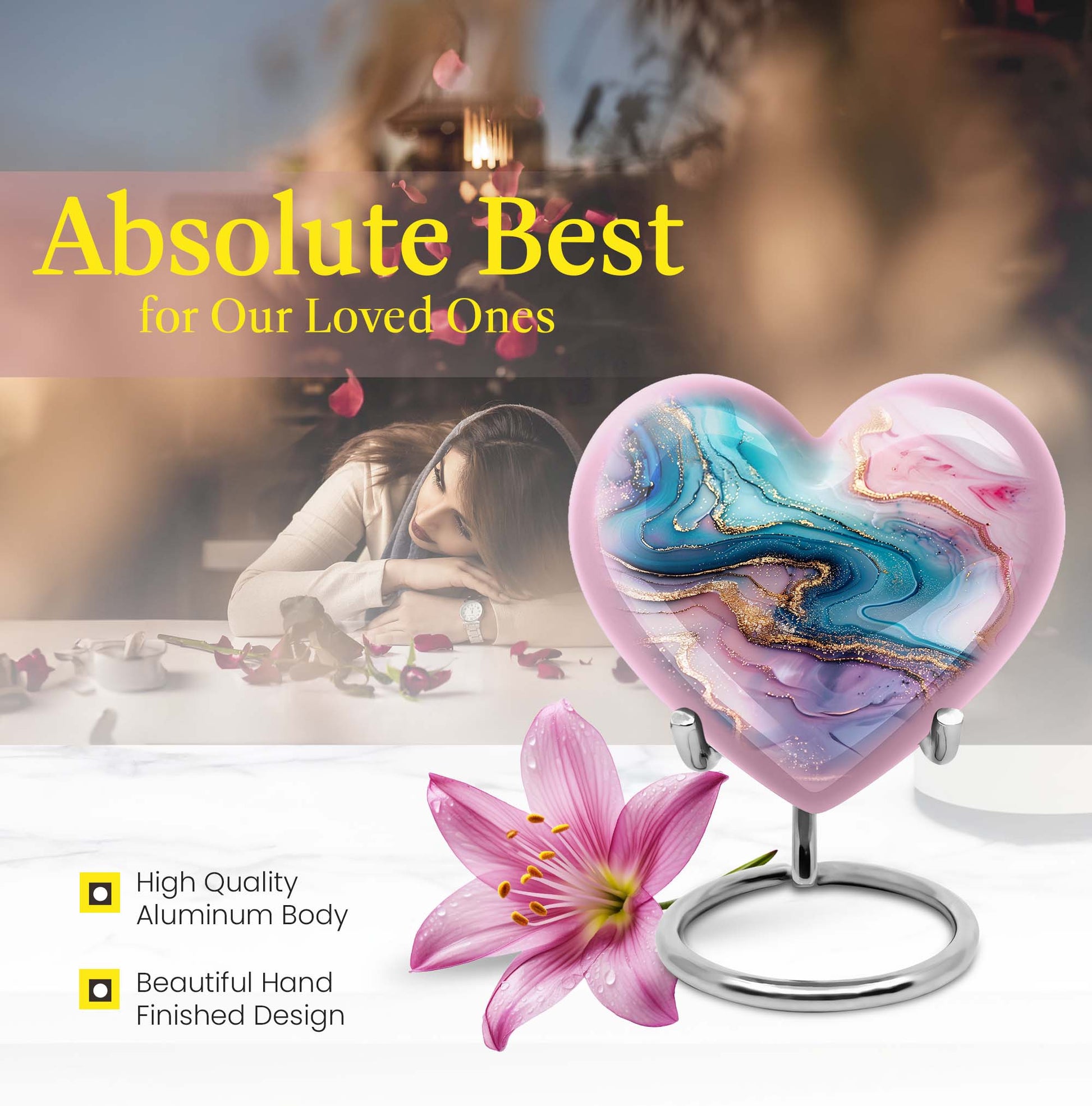 abstract heart memorial urn for women ashes