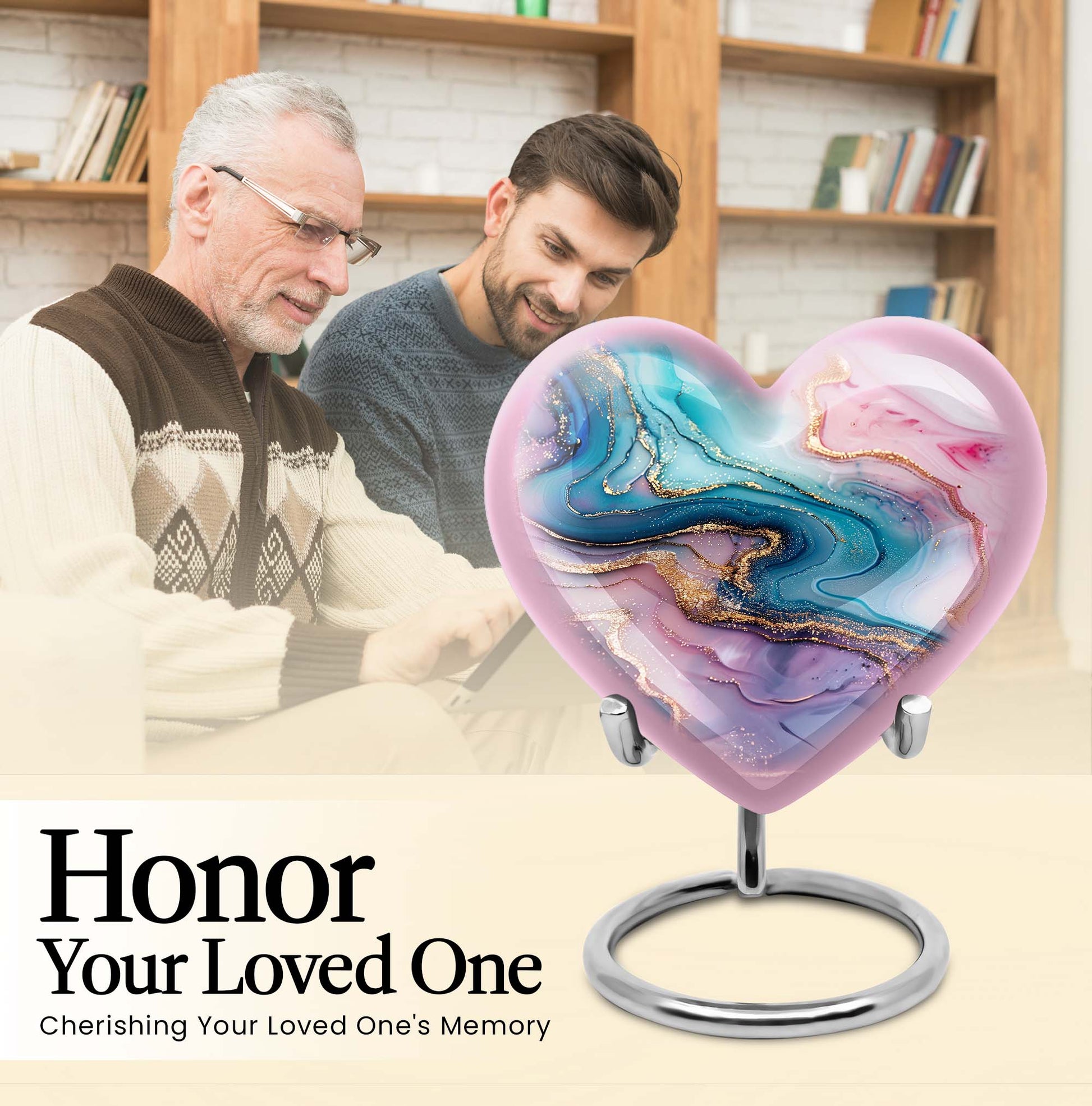 abstract heart memorial urn for women ashes