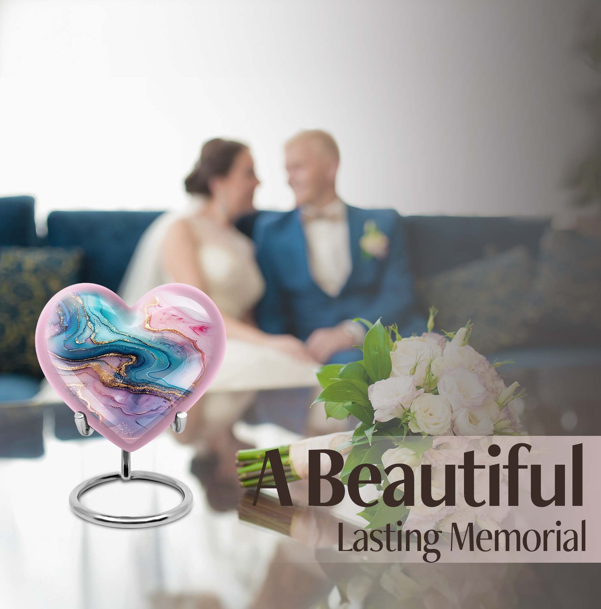 abstract heart memorial urn for women ashes
