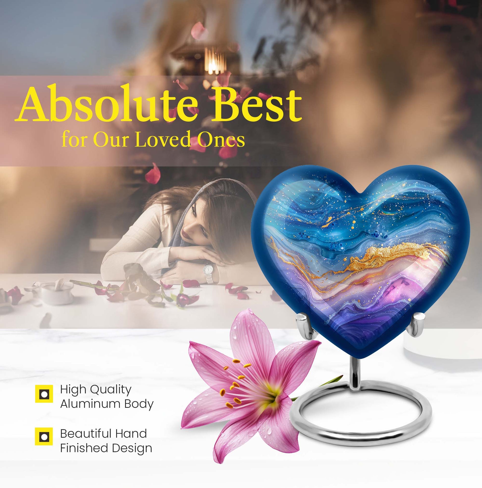 Abstract heart urn for cremation ashes