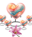 Abstract heart-shaped funeral urn for mom