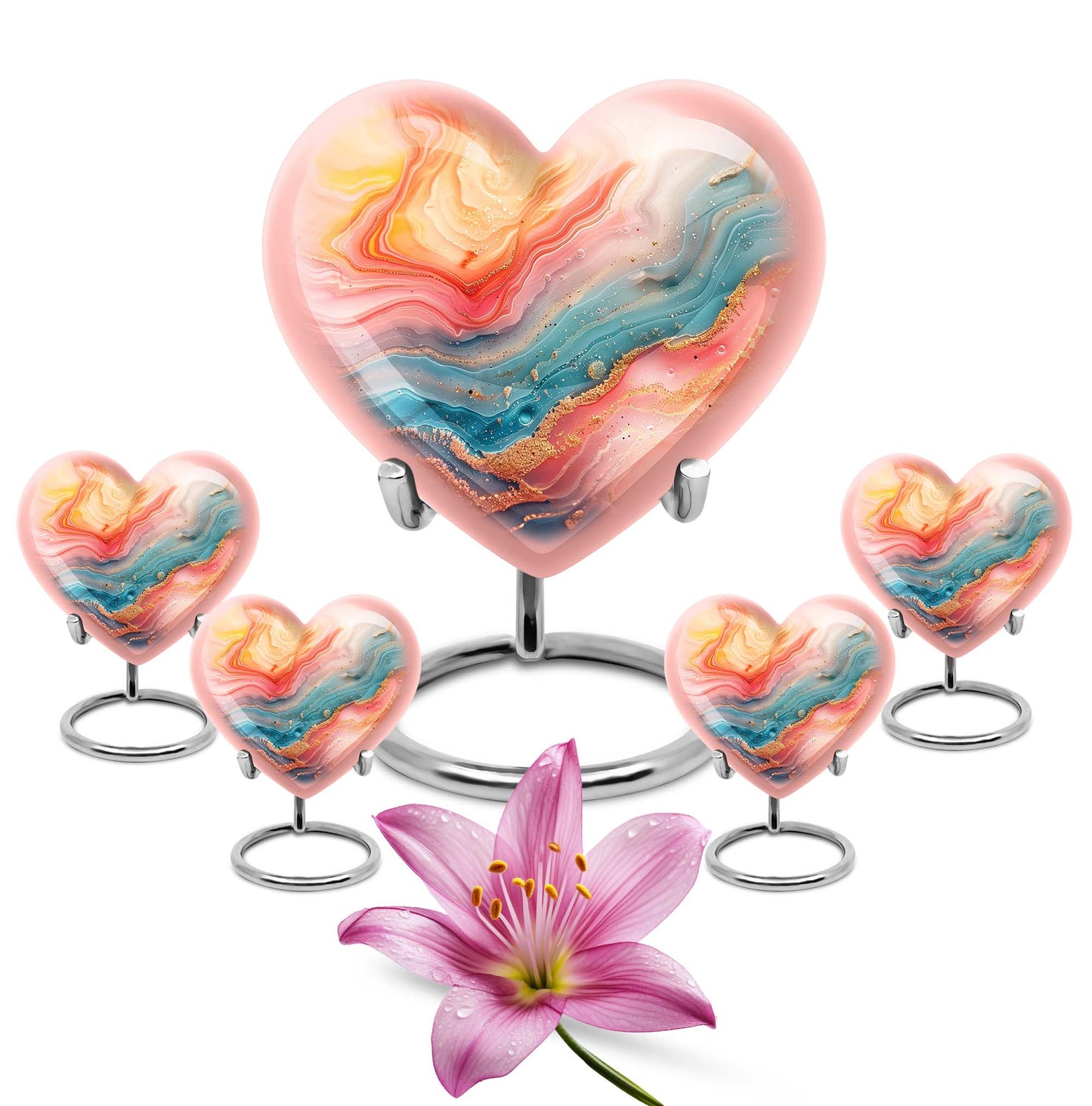 Abstract heart-shaped funeral urn for mom