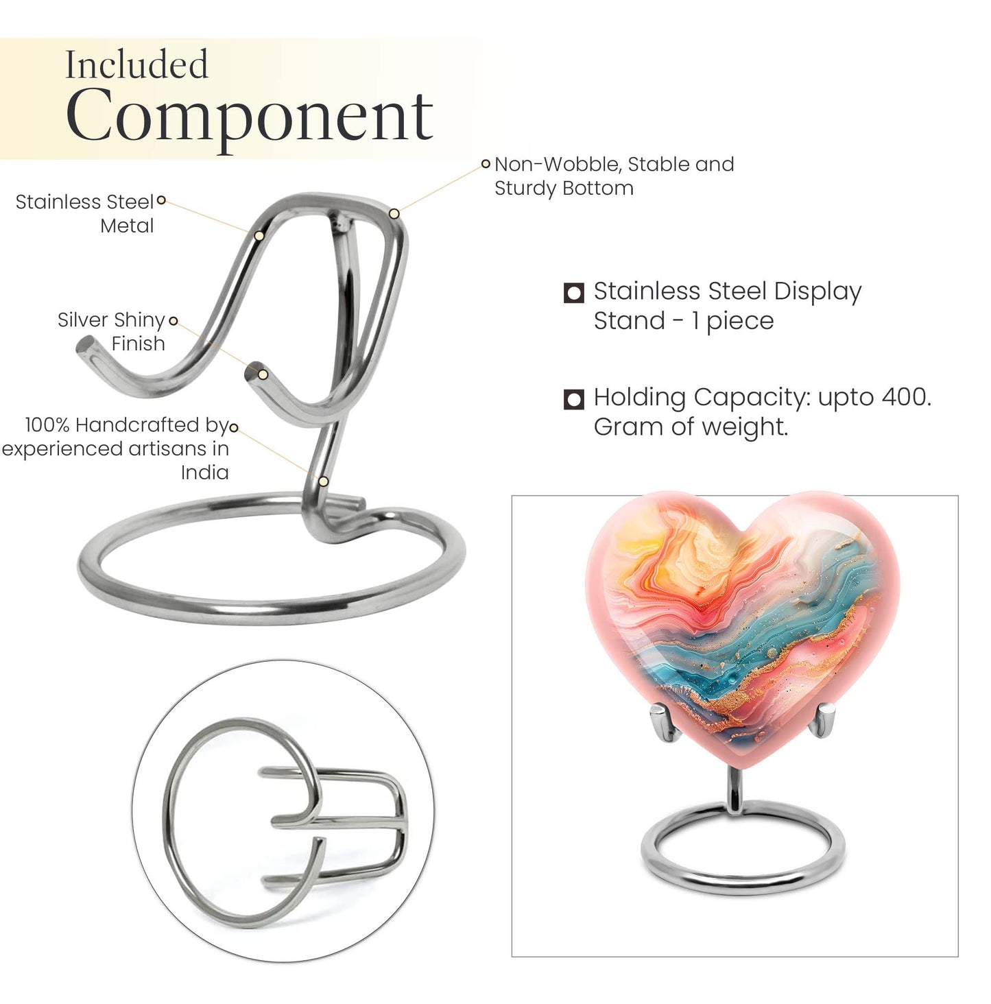 Abstract heart-shaped funeral urn for mom