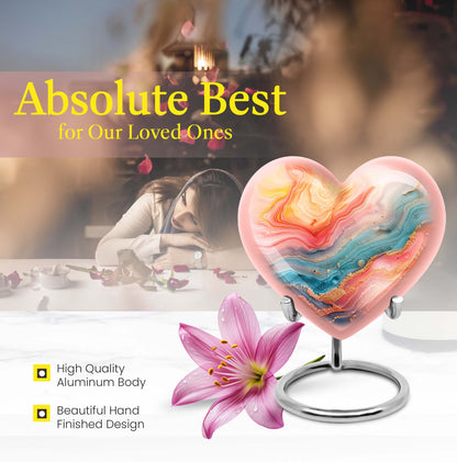 Abstract heart-shaped funeral urn for mom