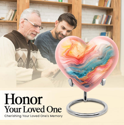 Abstract heart-shaped funeral urn for mom