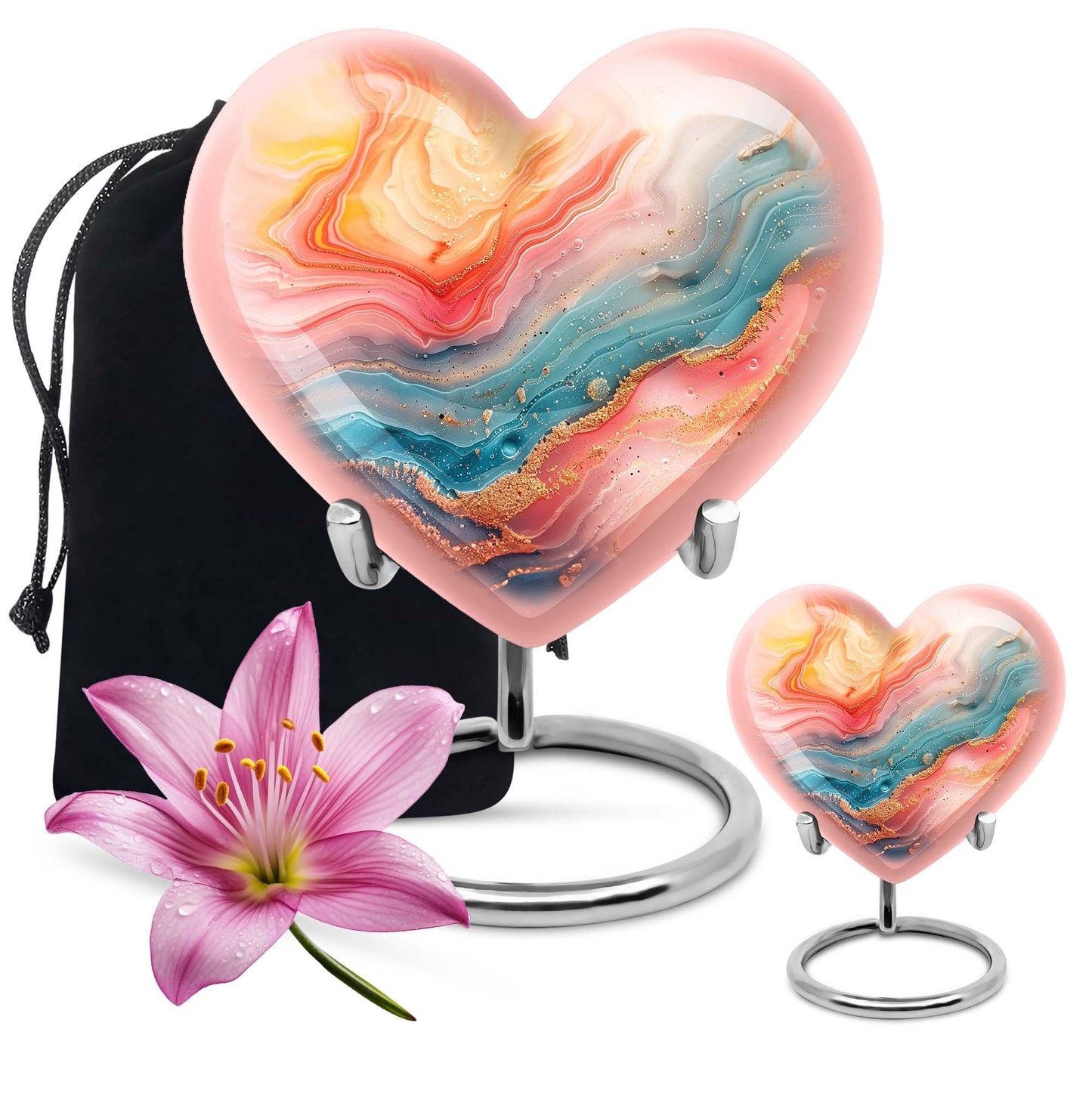 Abstract heart-shaped funeral urn for mom
