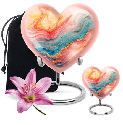 Abstract heart-shaped funeral urn for mom