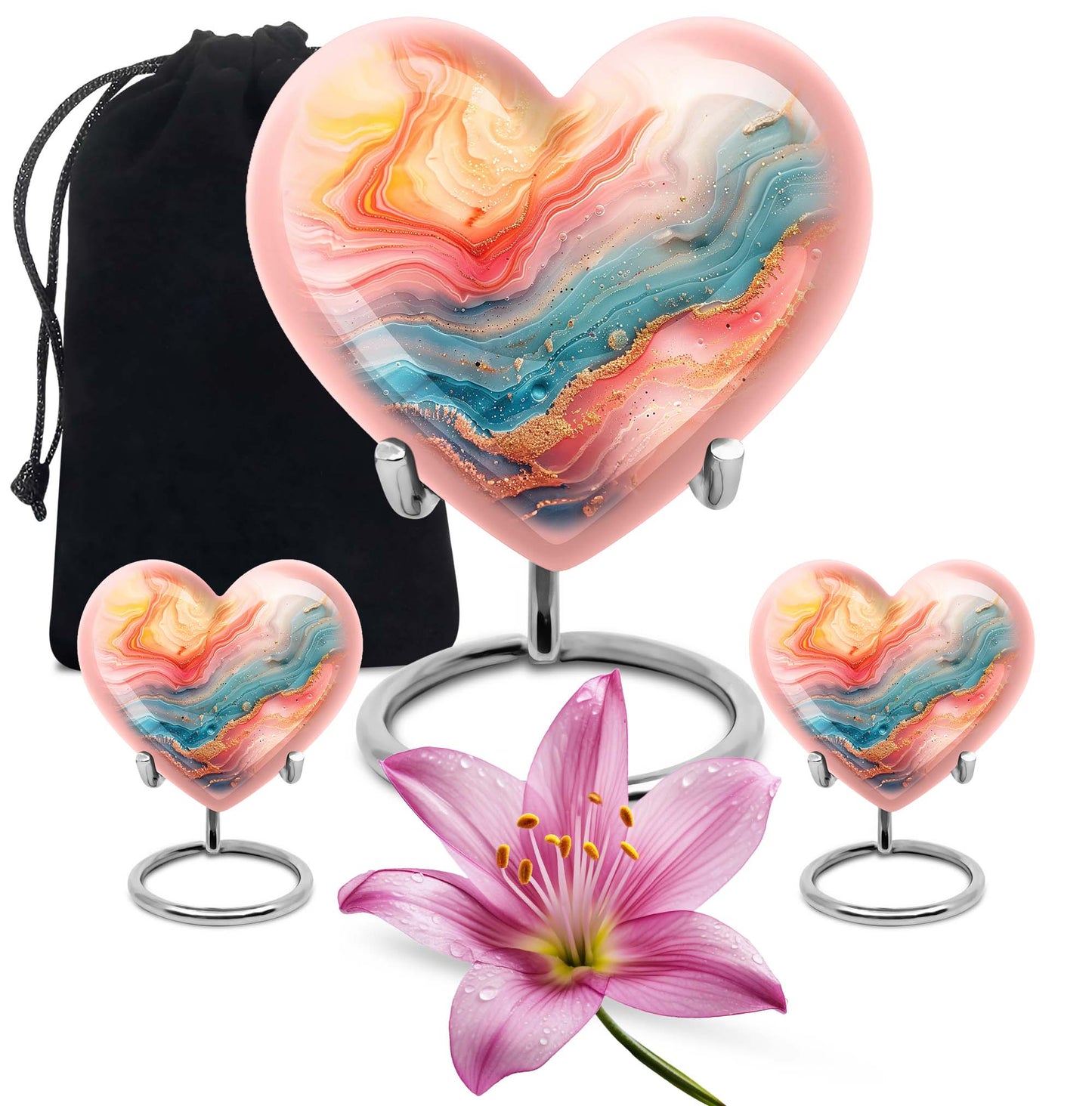 Abstract heart-shaped funeral urn for mom