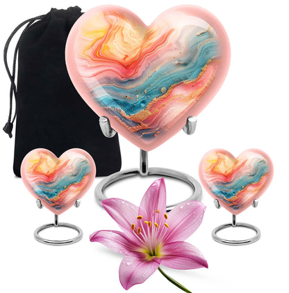 Abstract heart-shaped funeral urn for mom
