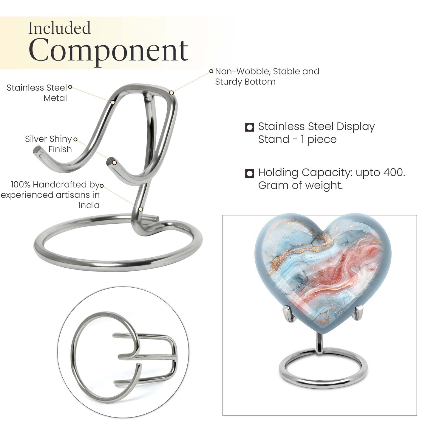 Abstract heart-shaped urn for adult male ashes