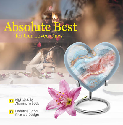 Abstract heart-shaped urn for adult male ashes