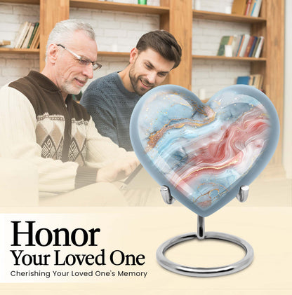 Abstract heart-shaped urn for adult male ashes