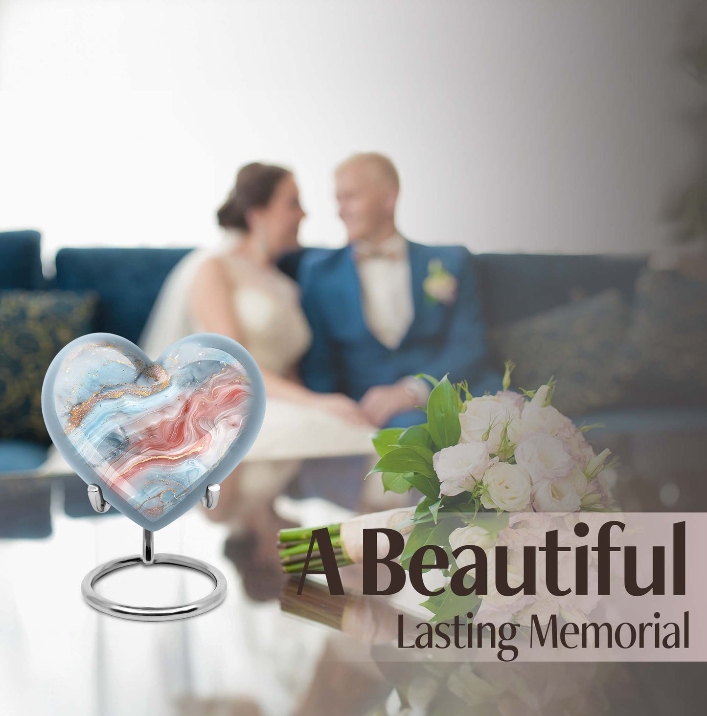 Abstract heart-shaped urn for adult male ashes