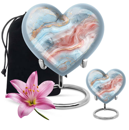 Abstract heart-shaped urn for adult male ashes