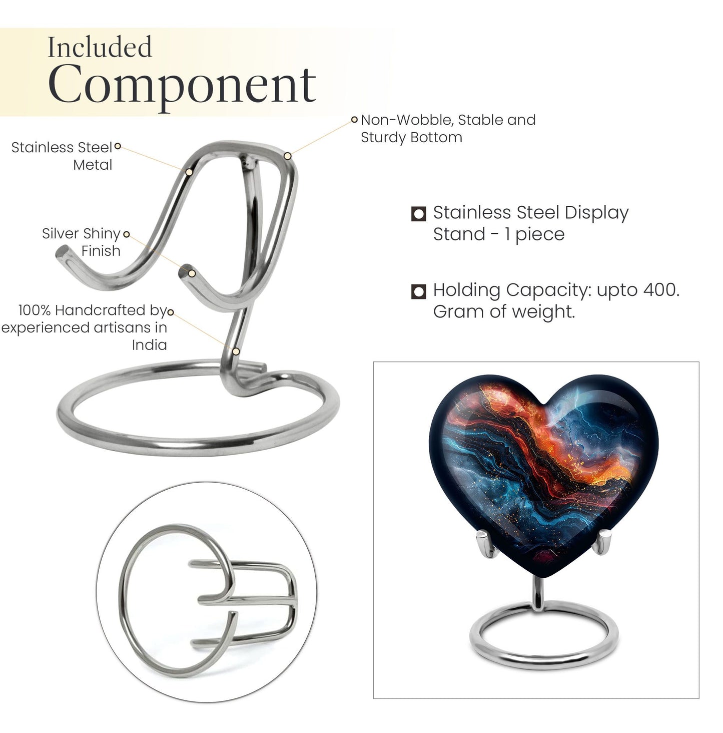 Heart-shaped 10-inch abstract urn