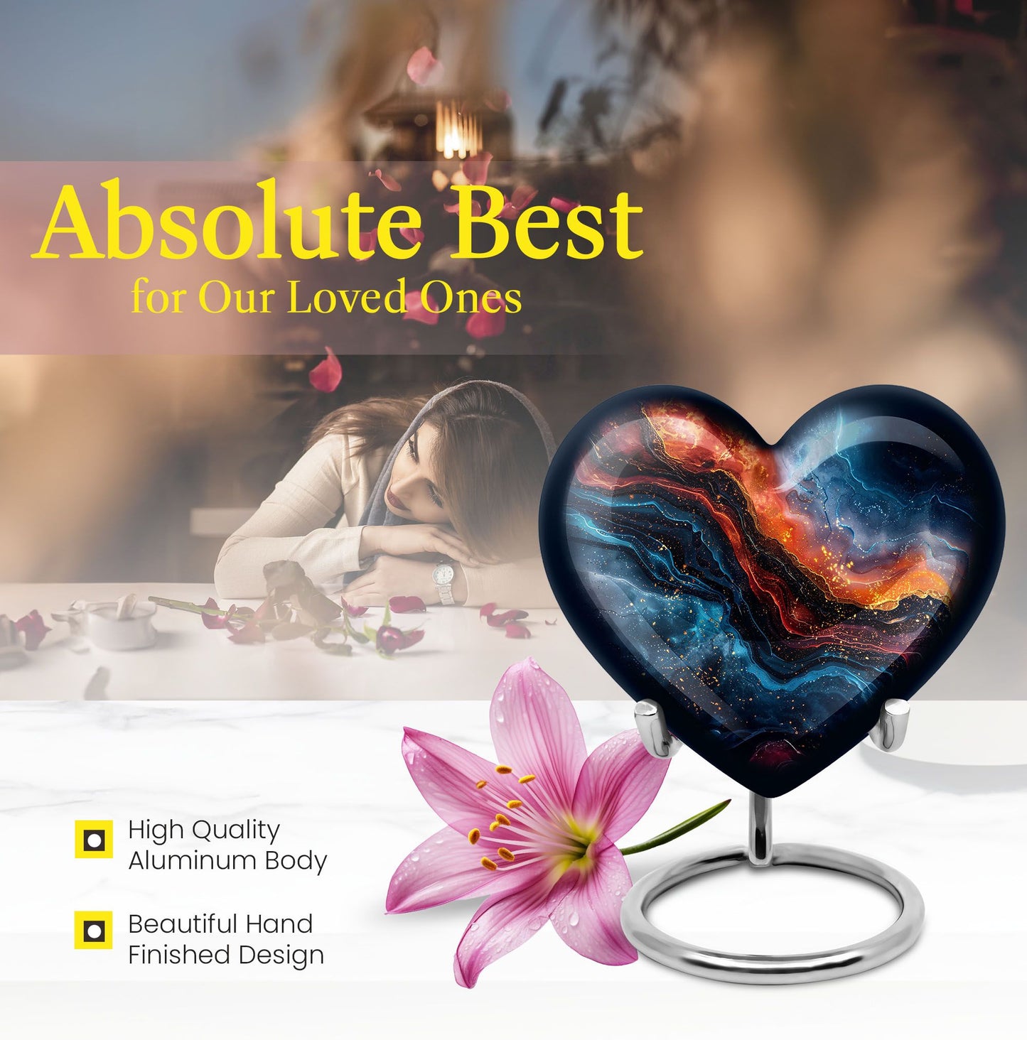 Heart-shaped 10-inch abstract urn