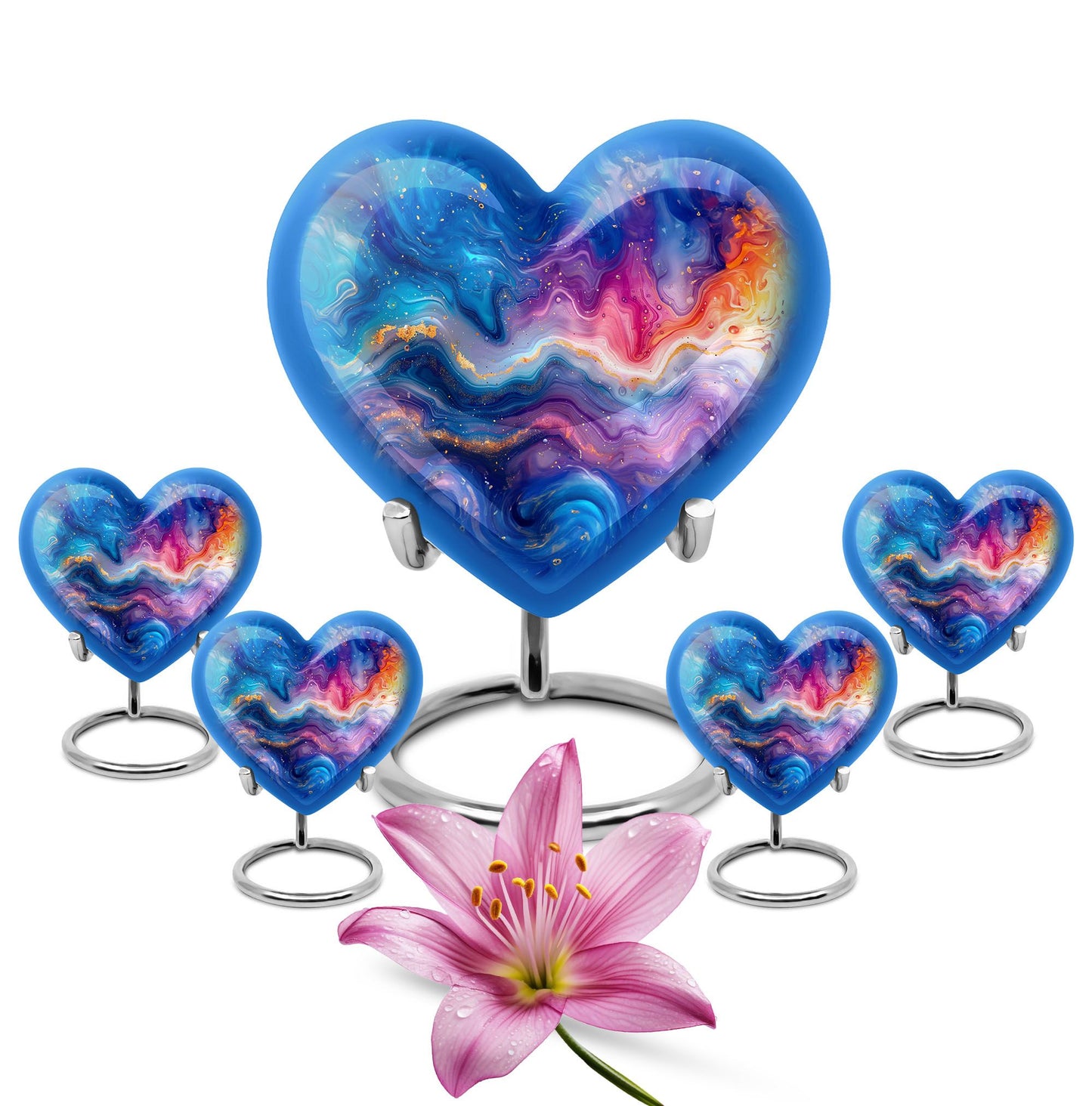 Heart-shaped 10-inch abstract urn for ashes