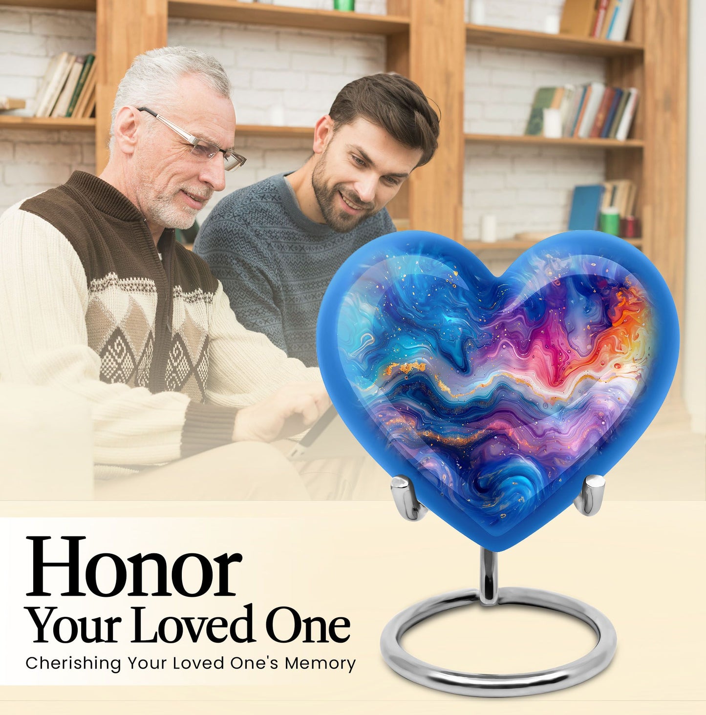 Heart-shaped 10-inch abstract urn for ashes