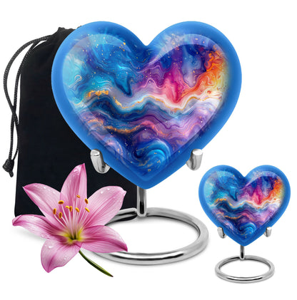 Heart-shaped 10-inch abstract urn for ashes