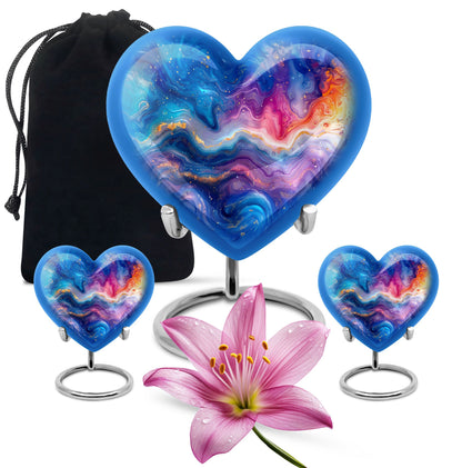 Heart-shaped 10-inch abstract urn for ashes